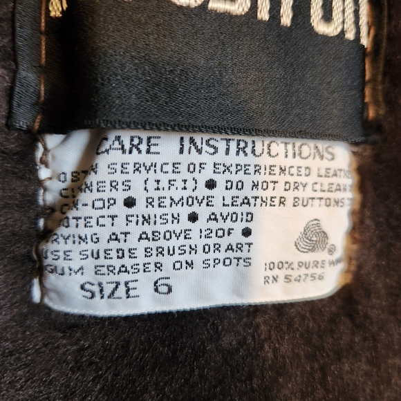 SAWYER OF NAPA VINTAGE BROWN LEATHER WOOL SHEARLING COAT JACKET SIZE 4 SIZE 6 - Picture 10 of 15